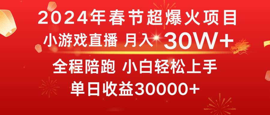 （8873期）龙年2024过年期间，最爆火的项目 抓住机会 普通小白如何逆袭一个月收益30W+|无忧资源社