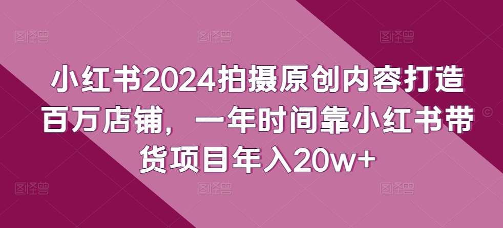 小红书2024拍摄原创内容打造百万店铺，一年时间靠小红书带货项目年入20w+|无忧资源社