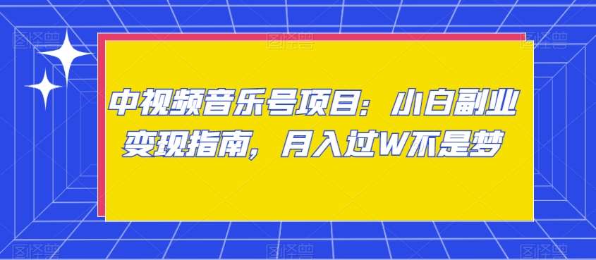 中视频音乐号项目：小白副业变现指南，月入过W不是梦【揭秘】|无忧资源社