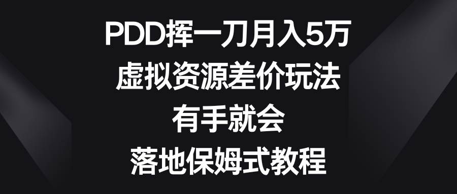 （8751期）PDD挥一刀月入5万，虚拟资源差价玩法，有手就会，落地保姆式教程|无忧资源社