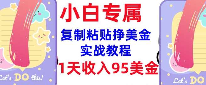 复制粘贴挣美金，0门槛，1天收入95美刀，3分钟学会，内部教程(首次公开)|无忧资源社
