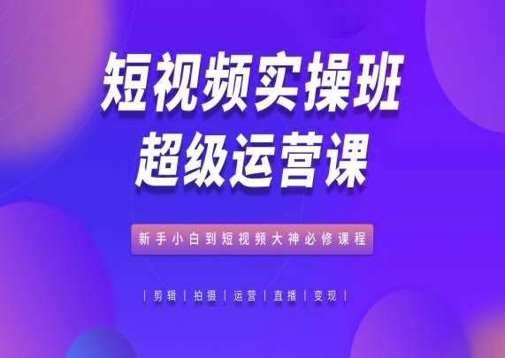 短视频实操班超级运营课，新手小白到短视频大神必修课程|无忧资源社