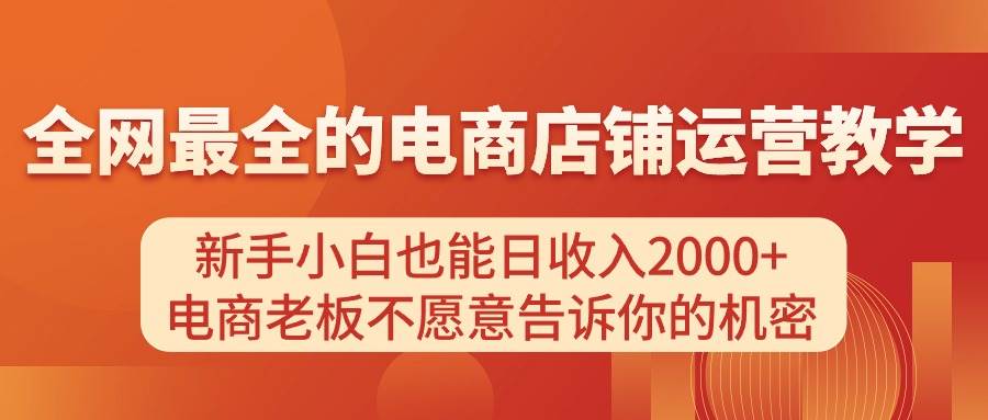 （11266期）电商店铺运营教学，新手小白也能日收入2000+，电商老板不愿意告诉你的机密|无忧资源社