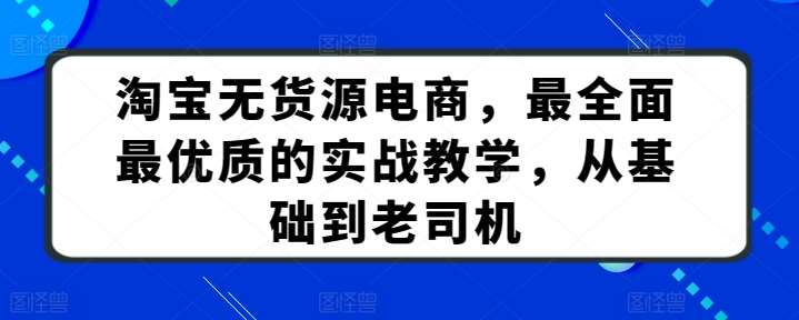 淘宝无货源电商，最全面最优质的实战教学，从基础到老司机|无忧资源社