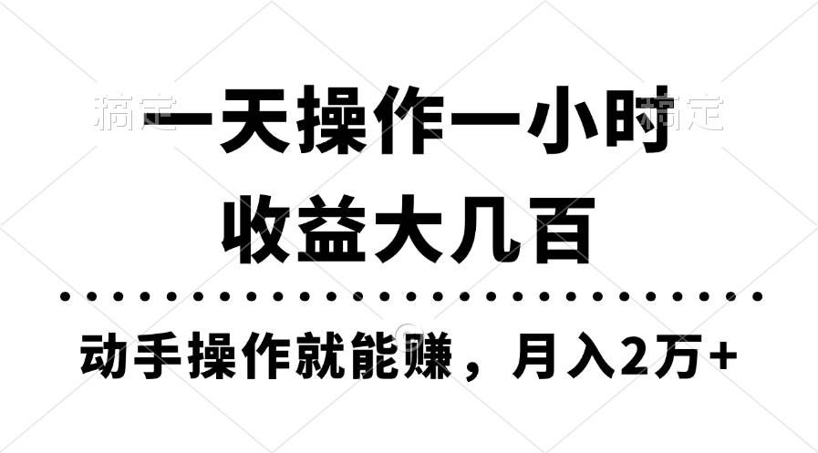 （11263期）一天操作一小时，收益大几百，动手操作就能赚，月入2万+教学|无忧资源社