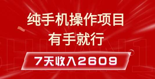 纯手机操作的小项目，有手就能做，7天收入2609+实操教程【揭秘】|无忧资源社