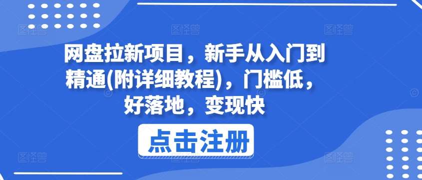网盘拉新项目，新手从入门到精通(附详细教程)，门槛低，好落地，变现快|无忧资源社