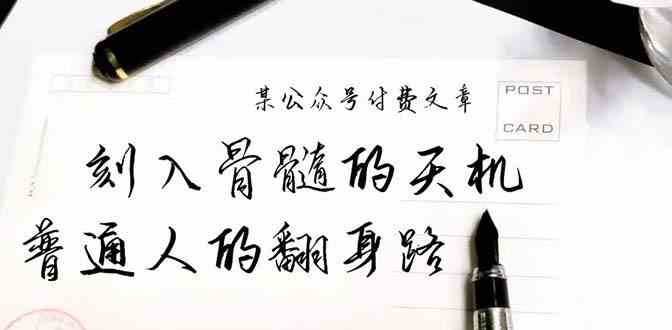 某公众号付费文章：刻入骨髓的天机，揭露“普通人的翻身路” 这件通天大事|无忧资源社