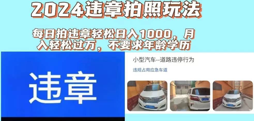 （11743期）2024违章拍照新玩法，推广躺赚+拍照赚钱双模式，日入1000+|无忧资源社