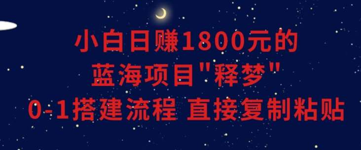小白能日赚1800元的蓝海项目”释梦”0-1搭建流程可直接复制粘贴长期做【揭秘】|无忧资源社
