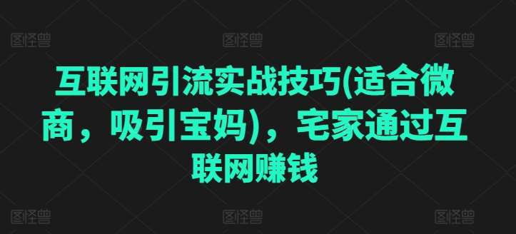 互联网引流实战技巧(适合微商，吸引宝妈)，宅家通过互联网赚钱|无忧资源社