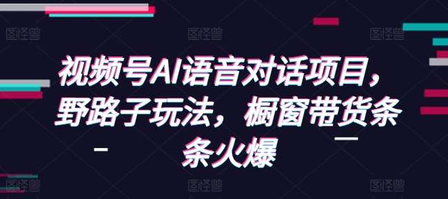 视频号AI语音对话项目，野路子玩法，橱窗带货条条火爆|无忧资源社