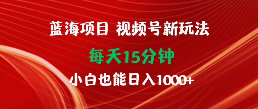 （9813期）蓝海项目视频号新玩法 每天15分钟 小白也能日入1000+|无忧资源社