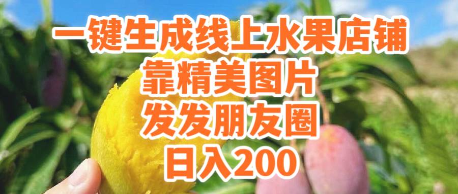 (9467期）一键生成线上水果店，靠精美图片发发朋友圈，也能日入200|无忧资源社