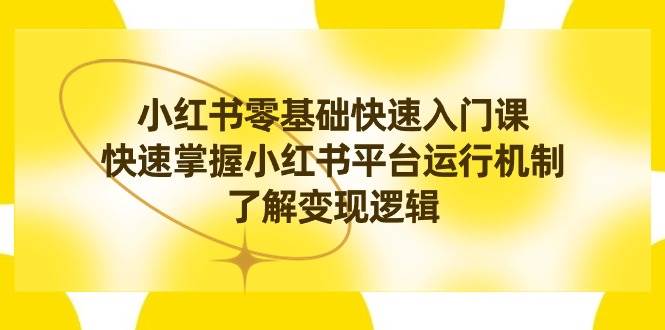（8853期）小红书0基础快速入门课，快速掌握小红书平台运行机制，了解变现逻辑|无忧资源社