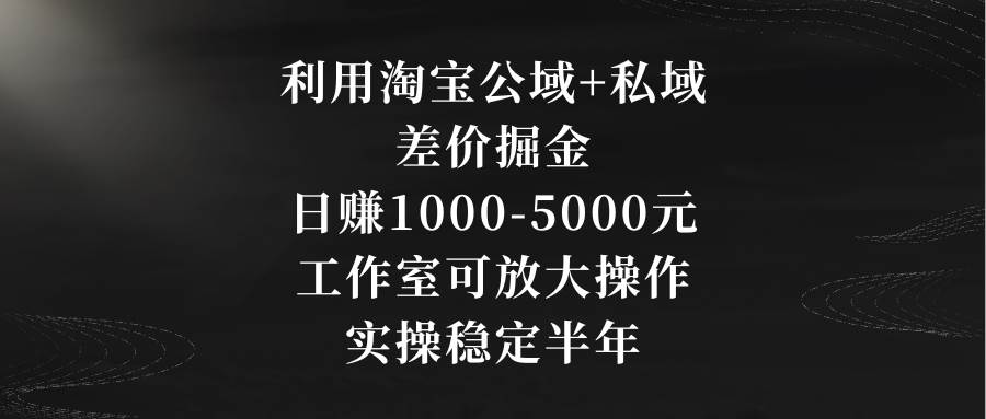 （8952期）利用淘宝公域+私域差价掘金，日赚1000-5000元，工作室可放大操作，实操…|无忧资源社