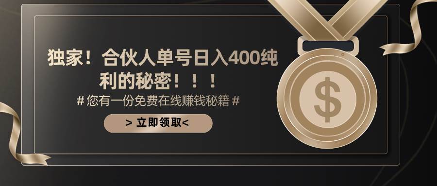 （10028期）合伙人广告撸金最新玩法，每天单号400纯利|无忧资源社