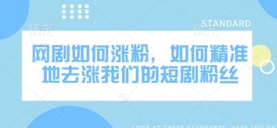 网剧如何涨粉，如何精准地去涨我们的短剧粉丝|无忧资源社