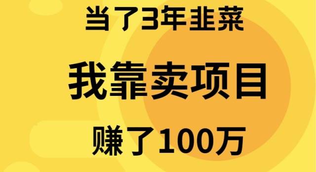 （9100期）当了3年韭菜，我靠卖项目赚了100万|无忧资源社