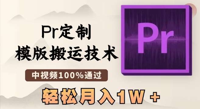 最新Pr定制模版搬运技术，中视频100%通过，几分钟一条视频，轻松月入1W＋【揭秘】|无忧资源社