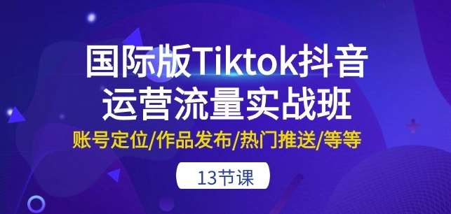 国际版Tiktok抖音运营流量实战班：账号定位/作品发布/热门推送/等等-13节|无忧资源社