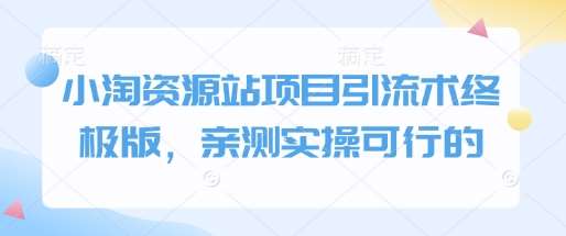 小淘资源站项目引流术终极版，亲测实操可行的|无忧资源社