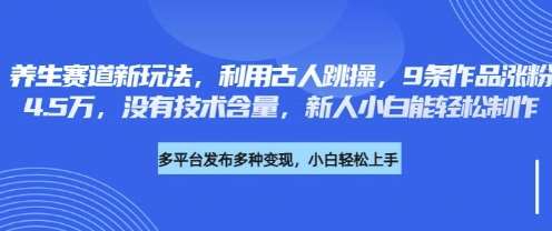 养生赛道新玩法，利用古人跳操，9条作品涨粉4.5W，没有技术含量，新人小白能轻松制作|无忧资源社