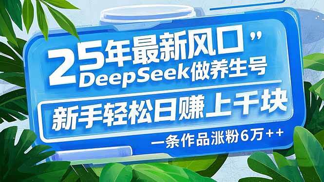 （14341期）25年最新风口，用DeepSeek做养生号，新手轻松日赚上千块，一条作品涨粉…|无忧资源社