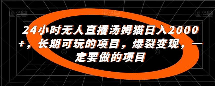 24小时无人直播汤姆猫日入2000+，长期可玩的项目，爆裂变现，一定要做的项目【揭秘】|无忧资源社