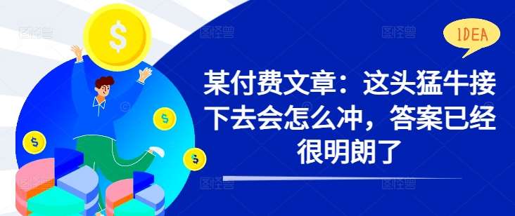 某付费文章：这头猛牛接下去会怎么冲，答案已经很明朗了 !|无忧资源社