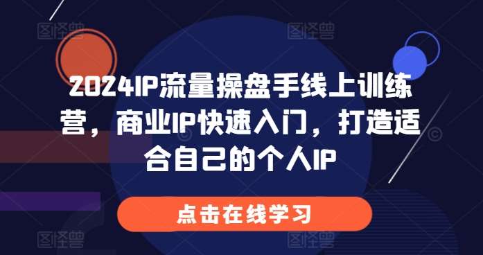 2024IP流量操盘手线上训练营，商业IP快速入门，打造适合自己的个人IP|无忧资源社