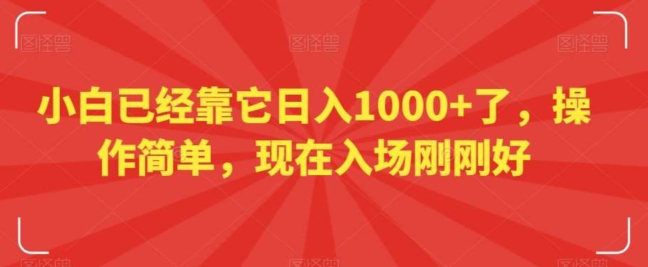 小白已经靠它日入1000+了，操作简单，现在入场刚刚好【揭秘】|无忧资源社