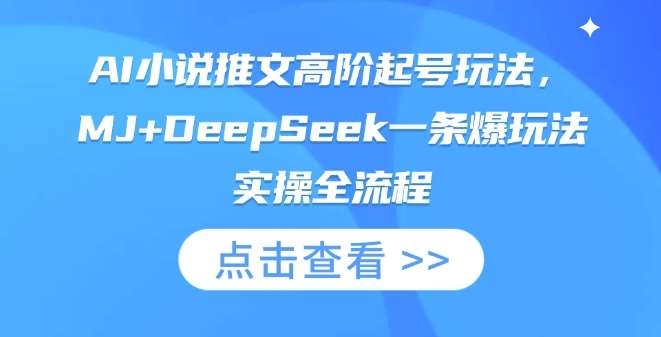 AI小说推文高阶起号玩法，MJ+DeepSeek一条爆玩法实操全流程|无忧资源社