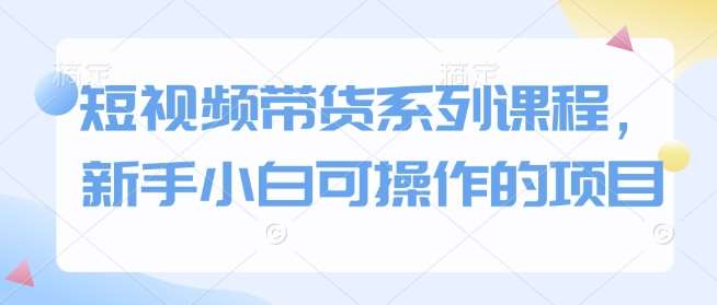 短视频带货系列课程，新手小白可操作的项目|无忧资源社