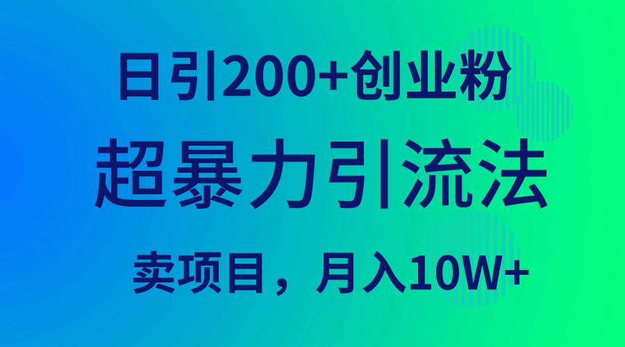 （9654期）超暴力引流法，日引200+创业粉，卖项目月入10W+|无忧资源社