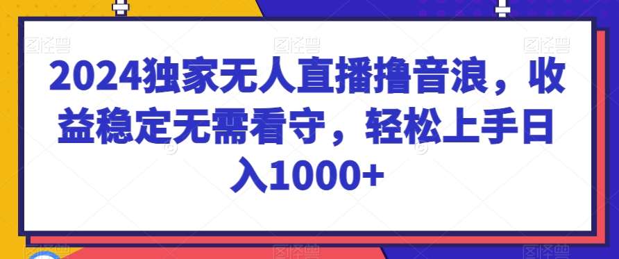 2024独家无人直播撸音浪，收益稳定无需看守，轻松上手日入1000+【揭秘】|无忧资源社