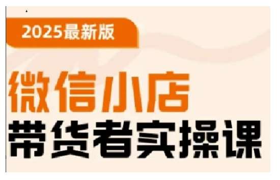 2025最新版微信小店带货者实操课，基础操作到高级运营技巧，快速上手|无忧资源社