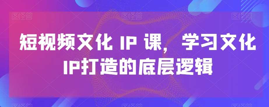 短视频文化IP课，学习文化IP打造的底层逻辑|无忧资源社