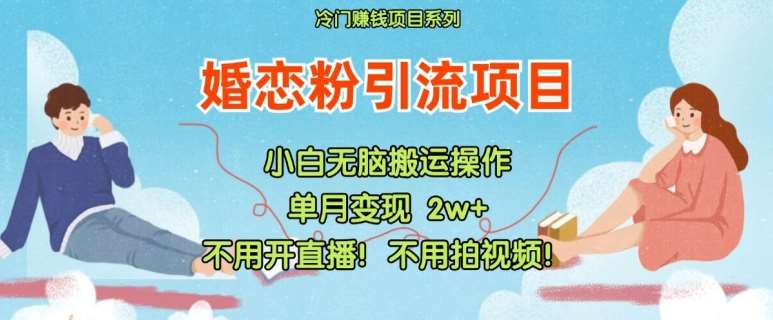 小红书婚恋粉引流，不用开直播，不用拍视频，不用做交付【揭秘】|无忧资源社