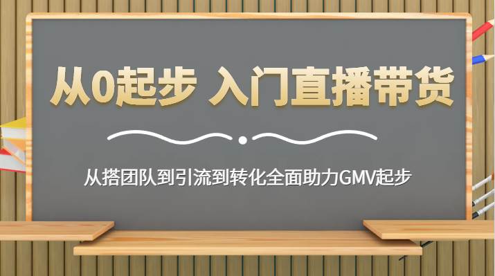 从0起步 入门直播带货 从搭团队到引流到转化全面助力GMV起步|无忧资源社