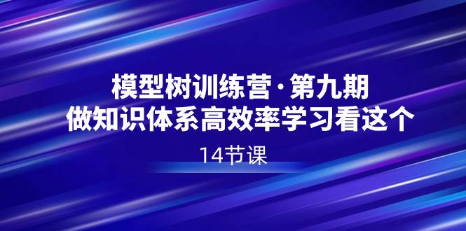 （8725期）模型树特训营·第九期，做知识体系高效率学习看这个（14节课）|无忧资源社