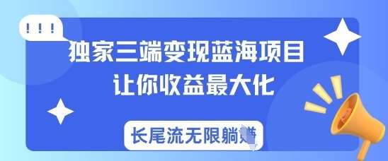 独家三端变现蓝海项目，让你收益最大化，长尾流无限躺挣|无忧资源社