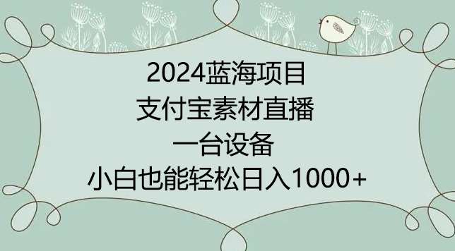 2024年蓝海项目，支付宝素材直播，无需出境，小白也能日入1000+ ，实操教程【揭秘】|无忧资源社