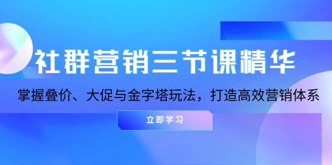 （13431期）社群营销三节课精华：掌握叠价、大促与金字塔玩法，打造高效营销体系|无忧资源社