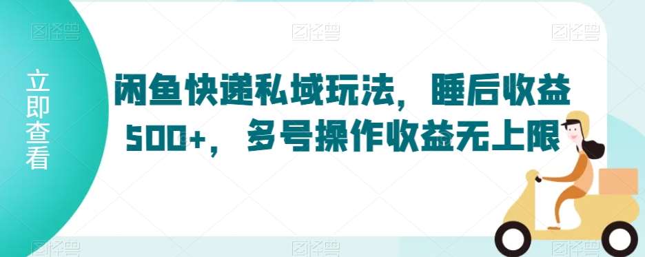 闲鱼快递私域玩法，睡后收益500+，多号操作收益无上限【揭秘】|无忧资源社