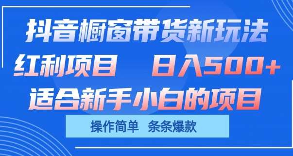抖音橱窗带货新玩法，单日收益几张，操作简单，条条爆款【揭秘】|无忧资源社