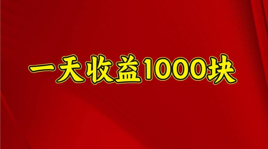 一天收益1000块，2025全网首发|无忧资源社