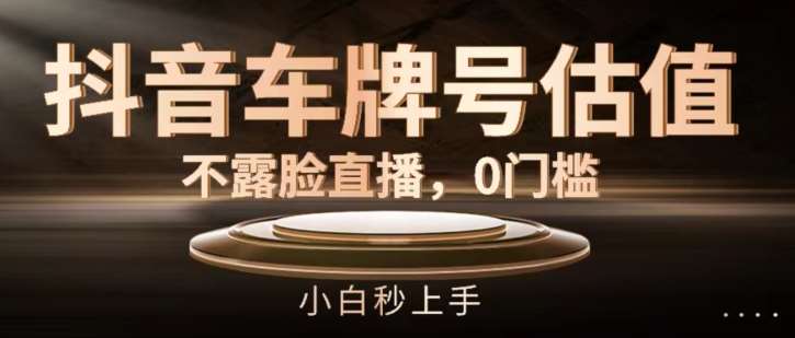 抖音车牌号估值，不露脸直播，0门槛，小白秒上手【揭秘】|无忧资源社