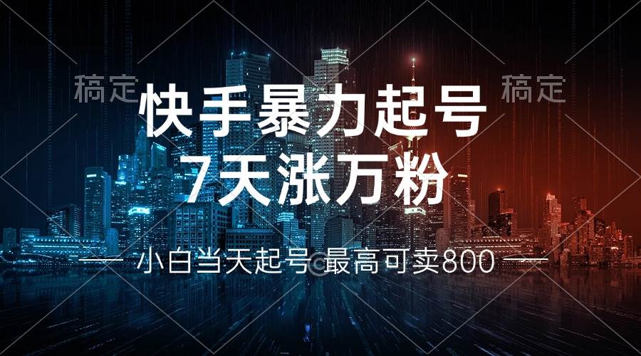 （13142期）快手暴力起号，7天涨万粉，小白当天起号 多种变现方式，账号回收，单月…|无忧资源社