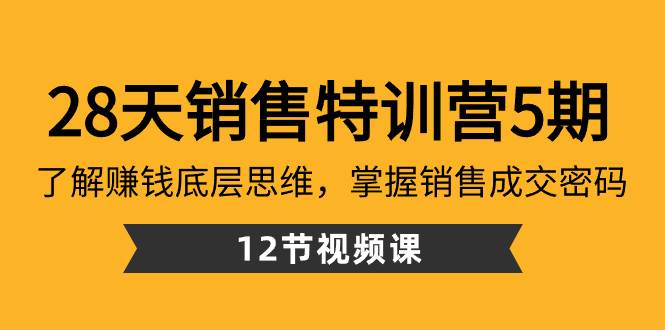 （8659期）28天·销售特训营5期：了解赚钱底层思维，掌握销售成交密码（12节课）|无忧资源社